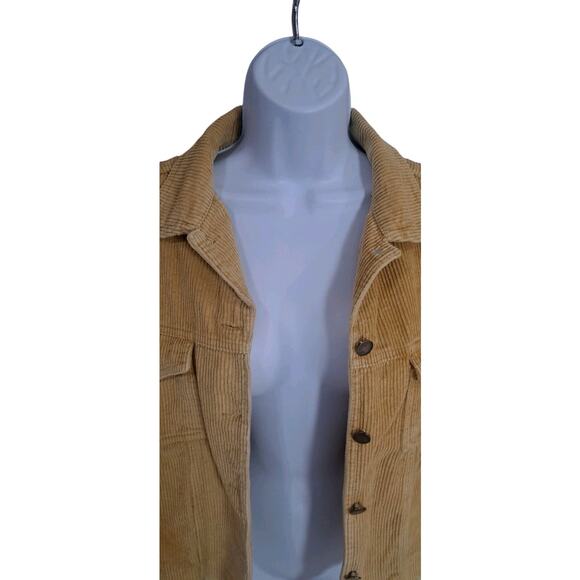 POL Khaki Corduroy Cropped Jacket/Shacket Size Small Grunge Boho Preppy Raw Hem - Picture 3 of 7